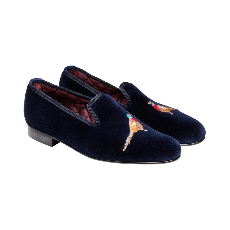 Pheasant Navy Velvet