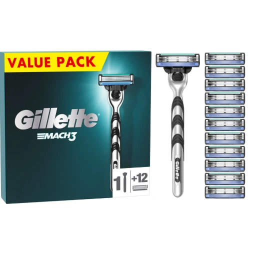 Gillette Mach 3 Houder & 12 Scheermesjes