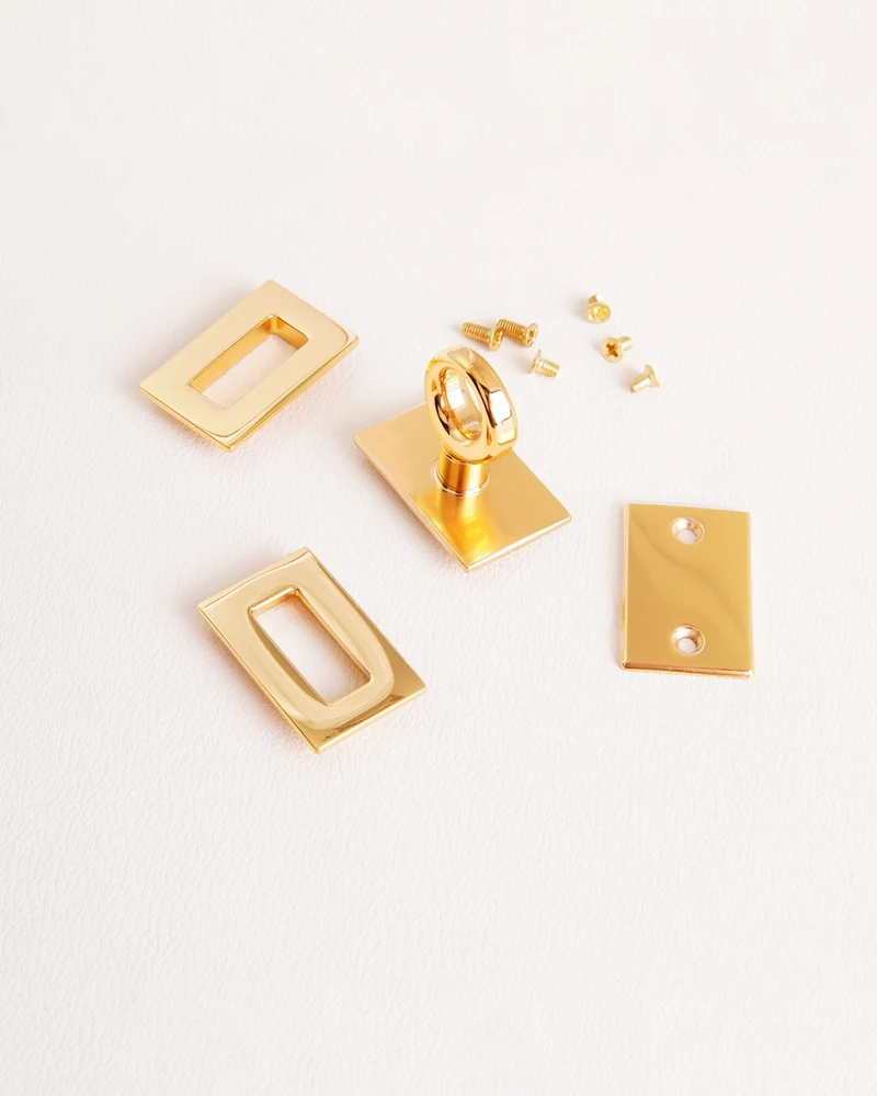 Stainless Steel circle-head rectangular turning Lock | Gold and Silver | 18,5 x 29 mm