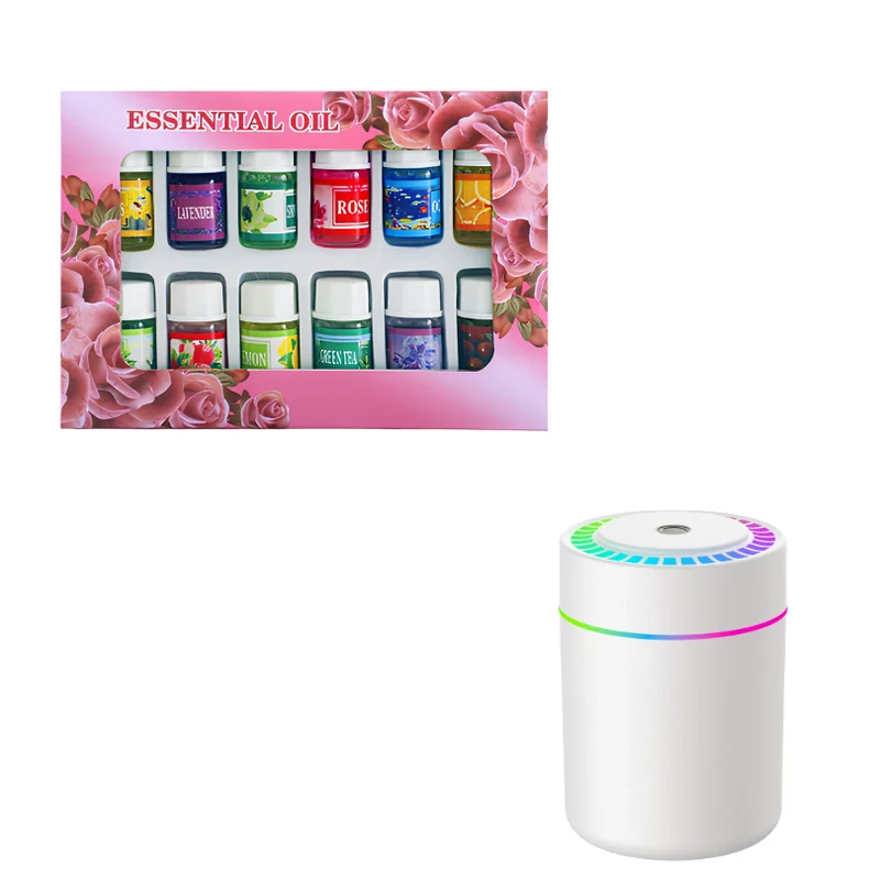 DiffuserSet: 12 Geur Thuisparfum Diffuser Olie Set Met Mini Luchtbevochtiger