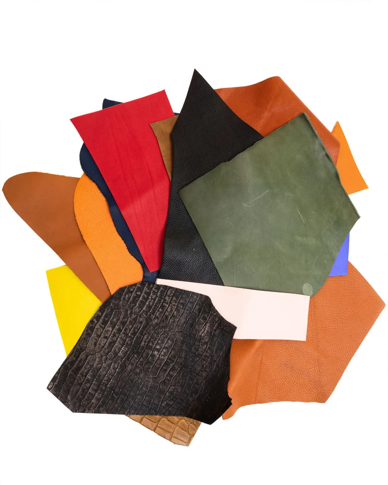 Package of Leather Scraps - Assorted Colors, Prints, and Finishes