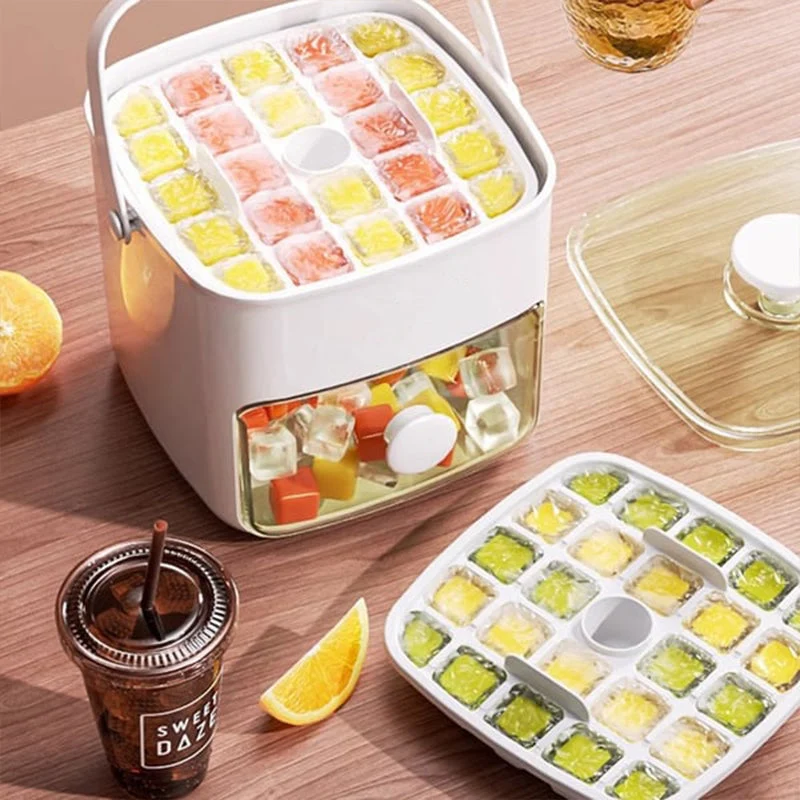 GlideHold® IceStorage - Eenvoudige Vrijgave 2 Laags IJsblokjes Bak Opslagdoos