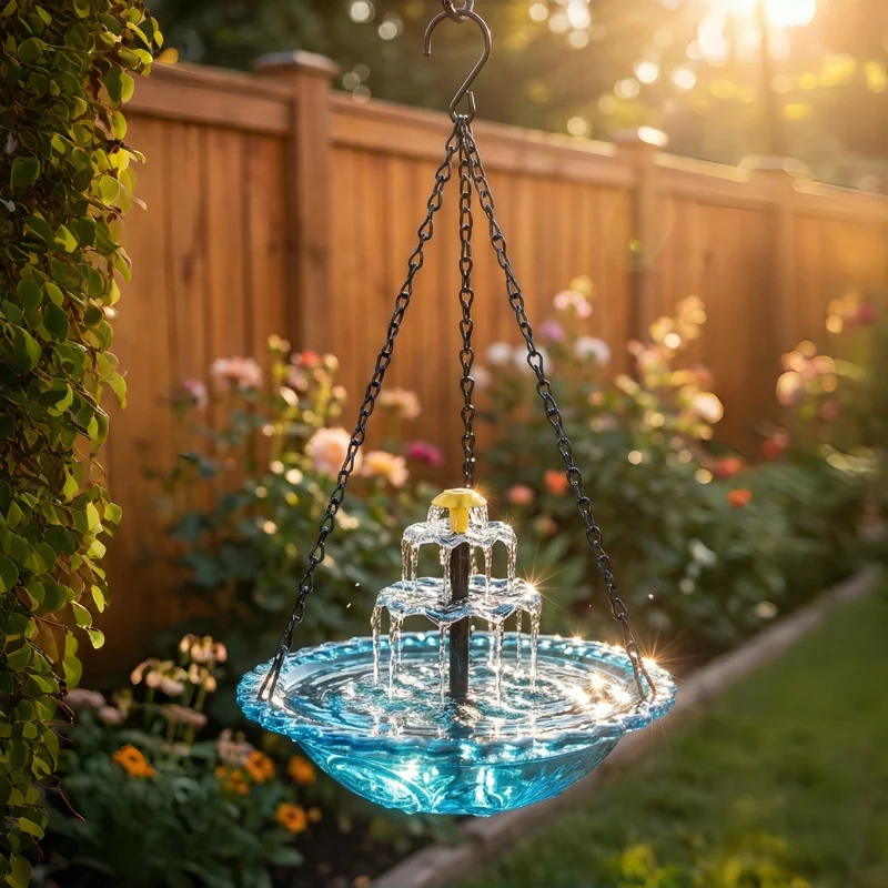 BirdbathFountain - Zonne-Energie Hangende Vogelbad Gelaagde Fontein