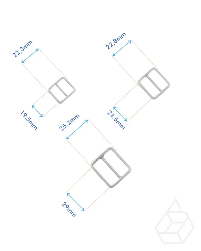 Square double loop slider | Silver | 3 inner sizes
