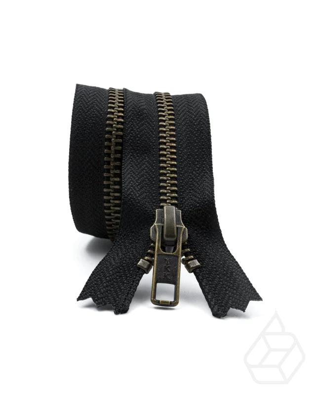 YKK Metal | Complete closed bottom zipper with single slider | Antique Brass | Size 5