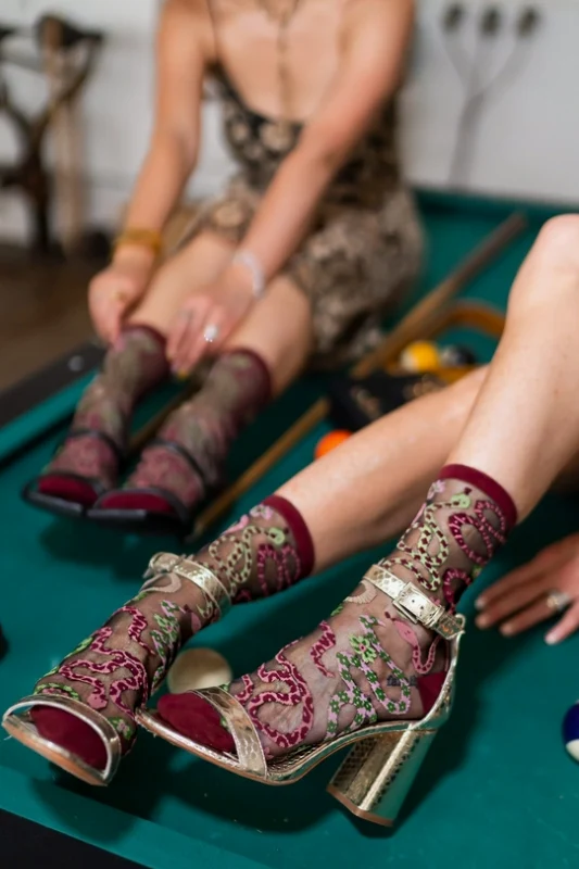 Serpentine Floral Sheer Socks