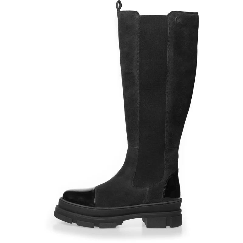 FOLLOW ME SUEDE - BLACK W/PATENT TOE
