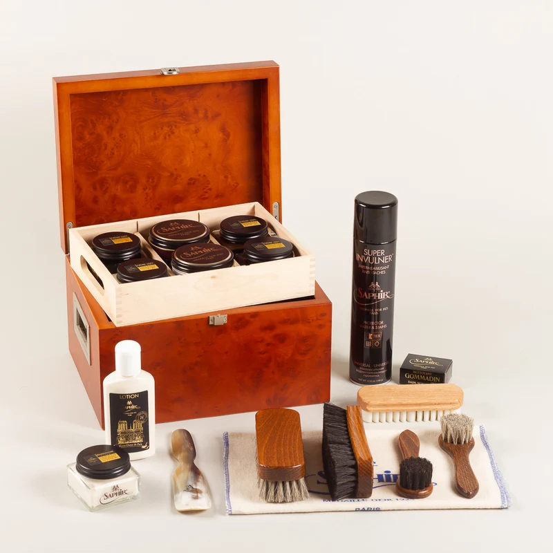 Schoenpoetskist Saphir Deluxe+ - wortelhout