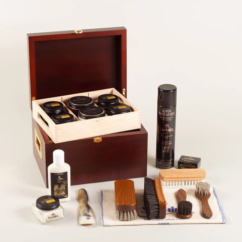 Schoenpoetskist Saphir Deluxe+ - kersenhout