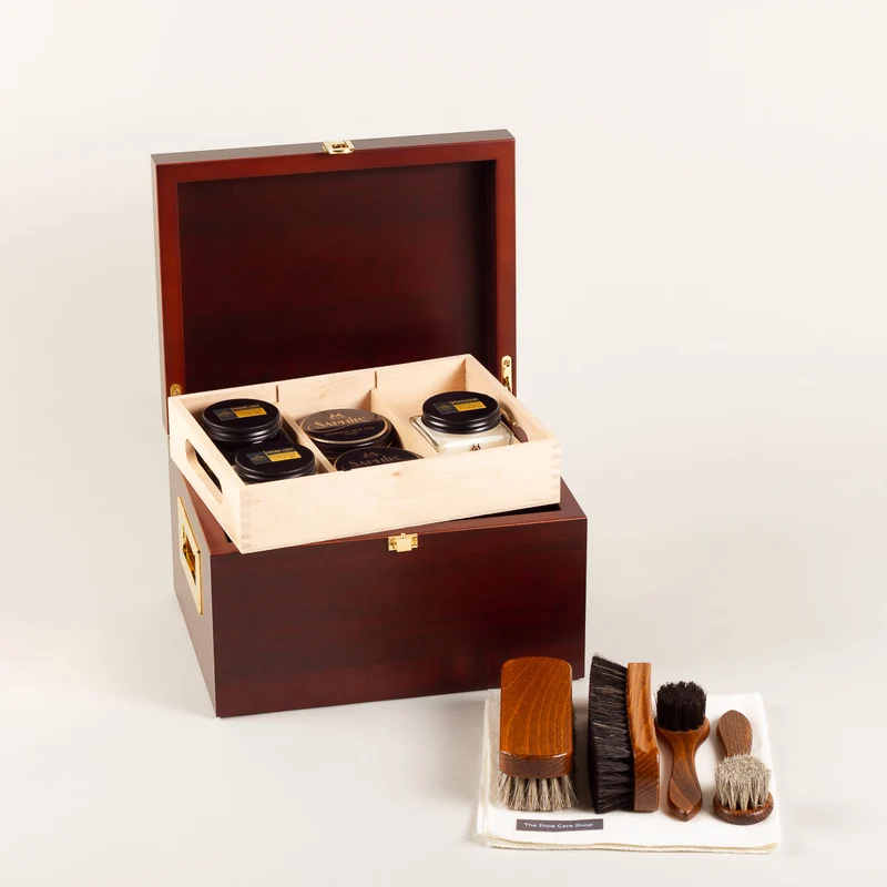 Schoenpoetskist Saphir Deluxe - kersenhout