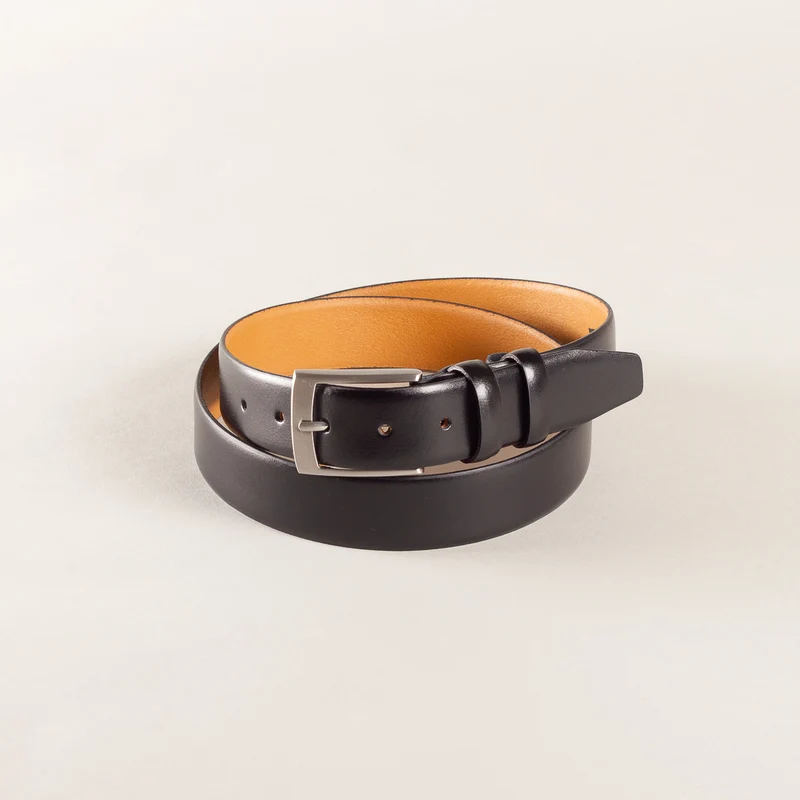 Leather belt - black fine
