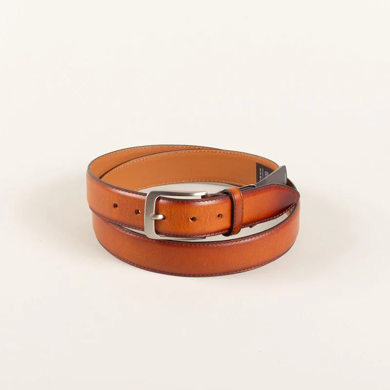 Leather belt - cognac polished