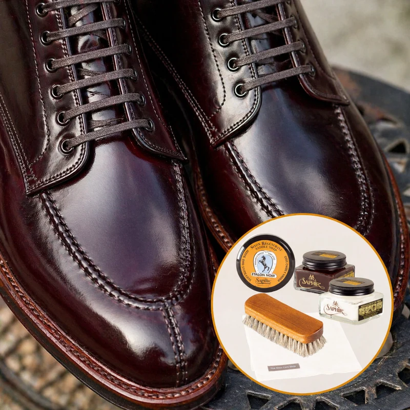 Care set for cordovan leather