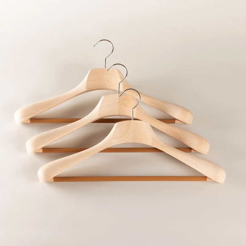 Suit and jacket hanger deluxe set of 3 - unvarnished