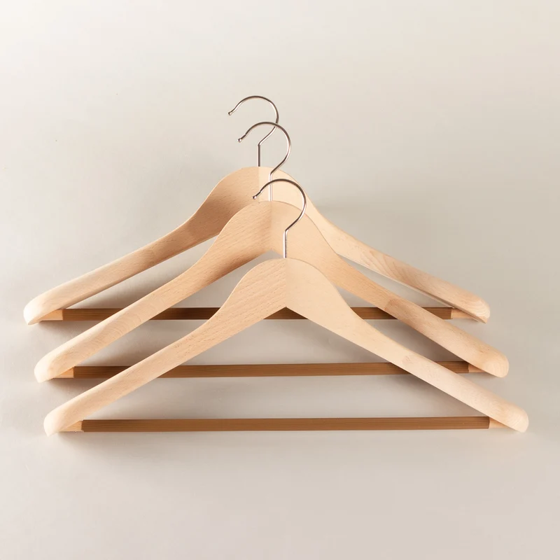 Suit and jacket hanger set of 3 - unvarnished