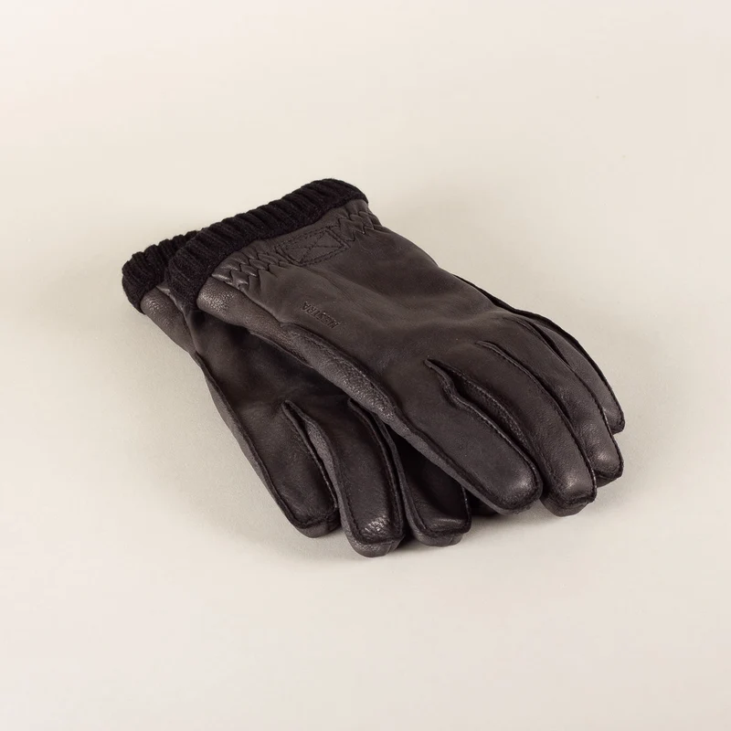 Deerskin Primaloft Rib leather gloves - black