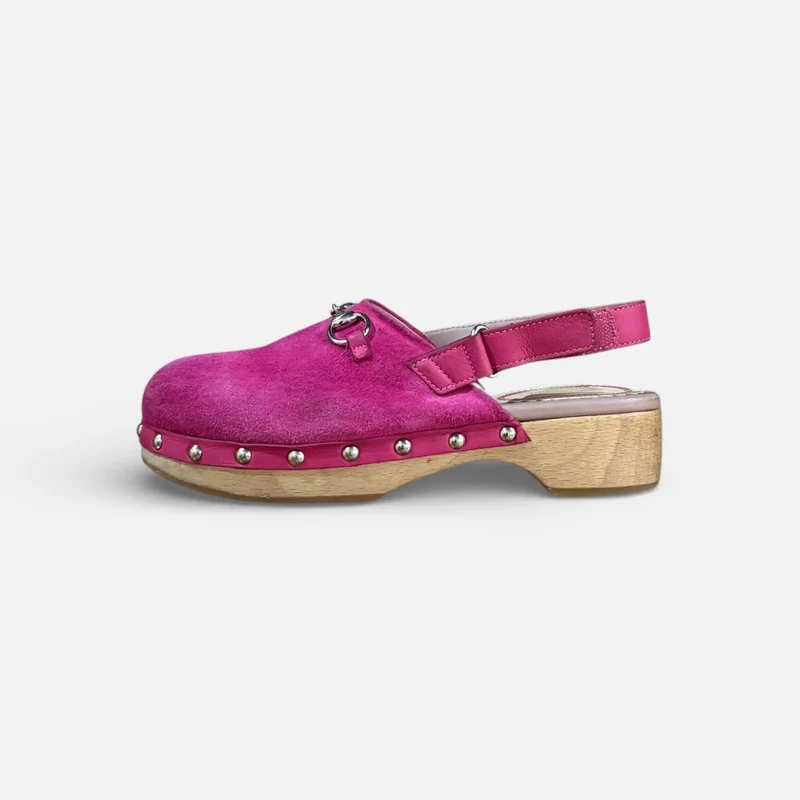 Kids Gucci Amstel Suede Clogs | Pink | EU 33 (UK 1)