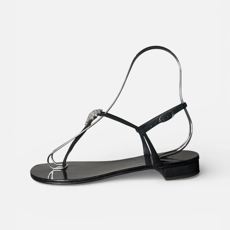 Giuseppe Zanotti Emmy Lou Leather Flats | Black | EU 38 (UK 5)