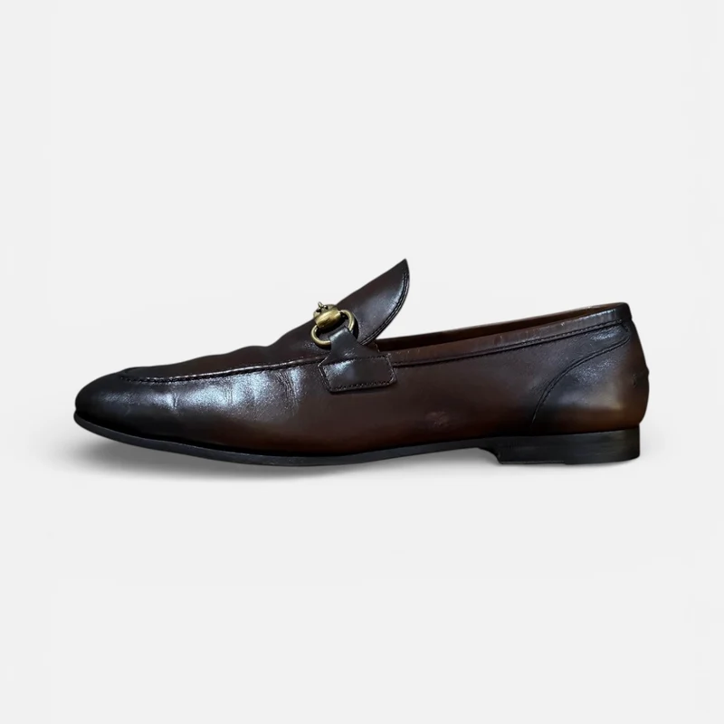 Gucci Jordaan Horse Bit Leather Loafers | Brown | EU 42 (UK 8)