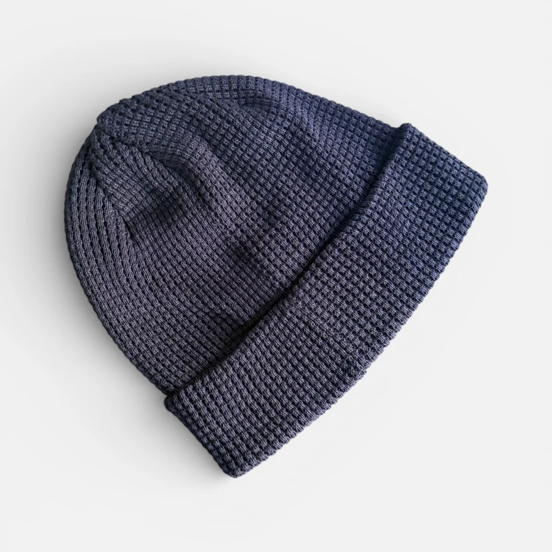PREMIUM BLANKS - Organic Waffle Beanie Hat - Navy