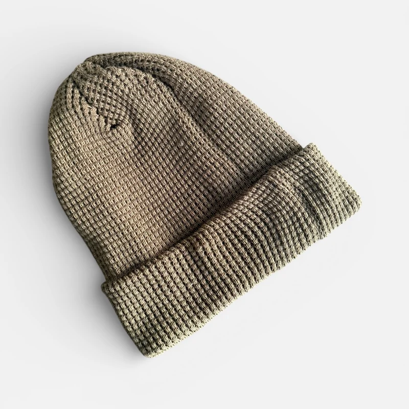 PREMIUM BLANKS - Organic Waffle Beanie Hat - Olive