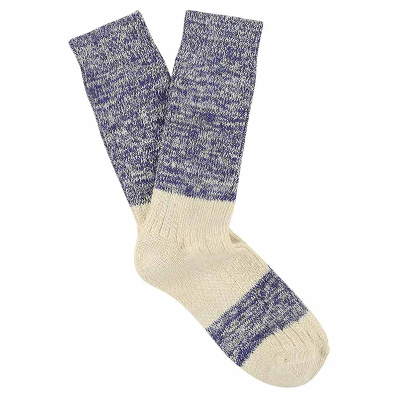 Escuyer Melange Blend Block Socks 39-45 - Bright Blue / Ecru
