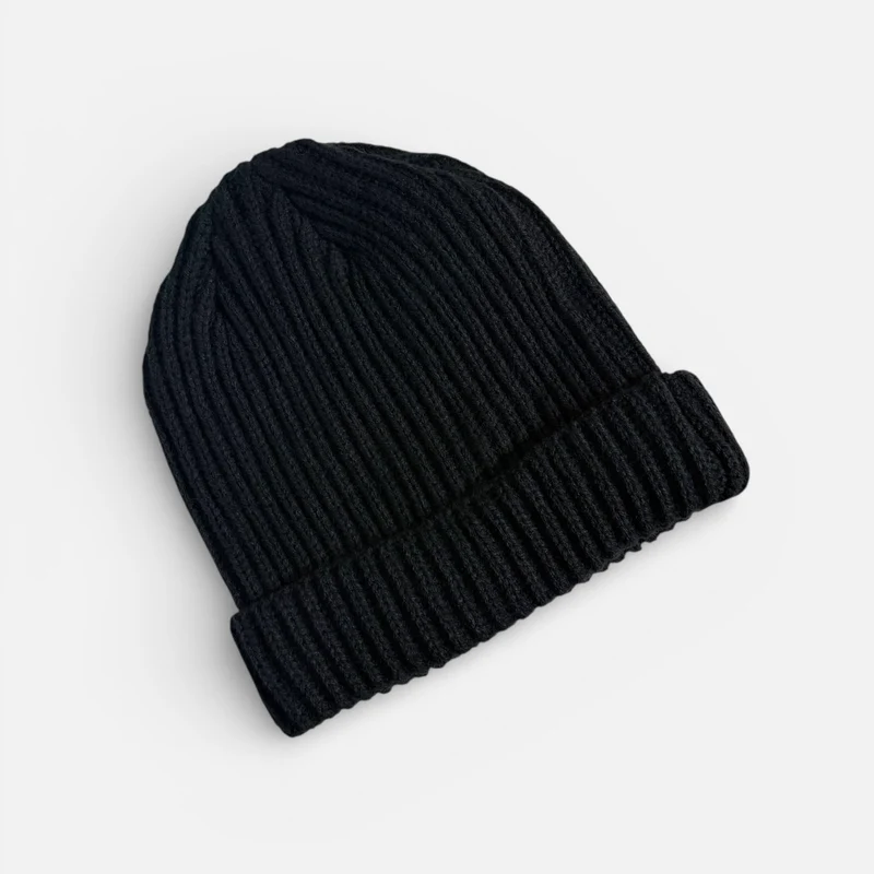 PREMIUM BLANKS - Micro Ribbed Beanie Hat - Navy