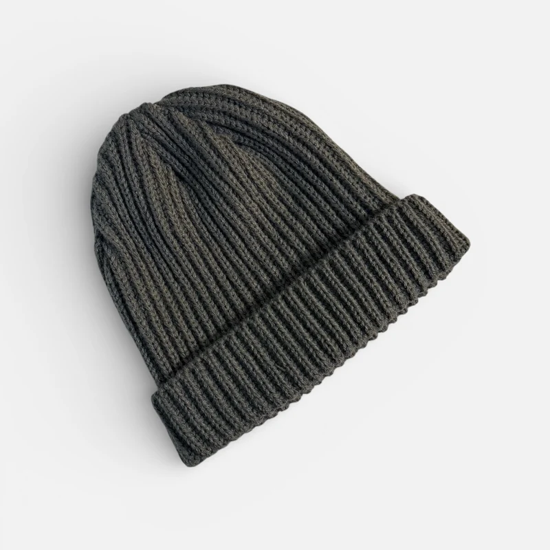 PREMIUM BLANKS - Micro Ribbed Beanie Hat - Grey