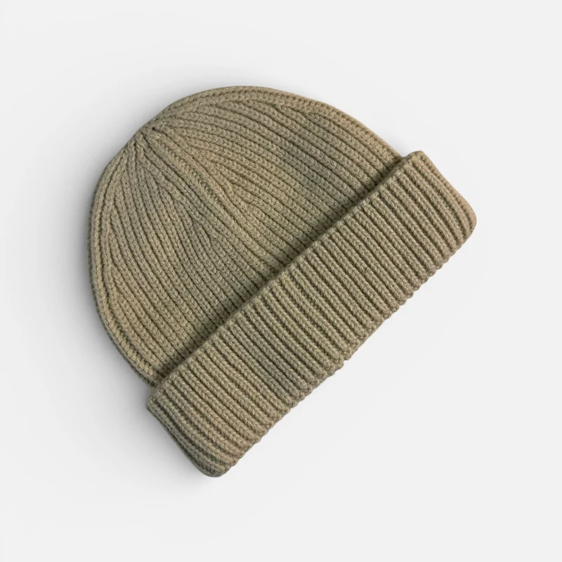 PREMIUM BLANKS - Ribbed Fisherman Beanie Hat - Natural