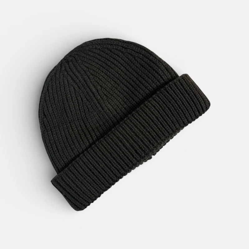 PREMIUM BLANKS - Ribbed Fisherman Beanie Hat - Charcoal