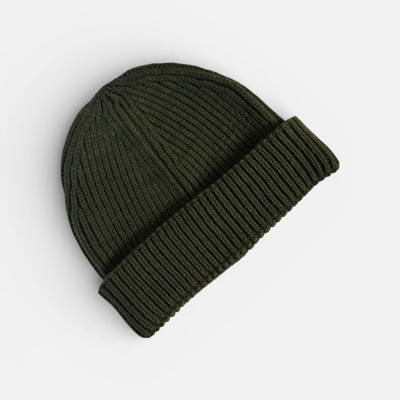 PREMIUM BLANKS - Ribbed Fisherman Beanie Hat - Olive