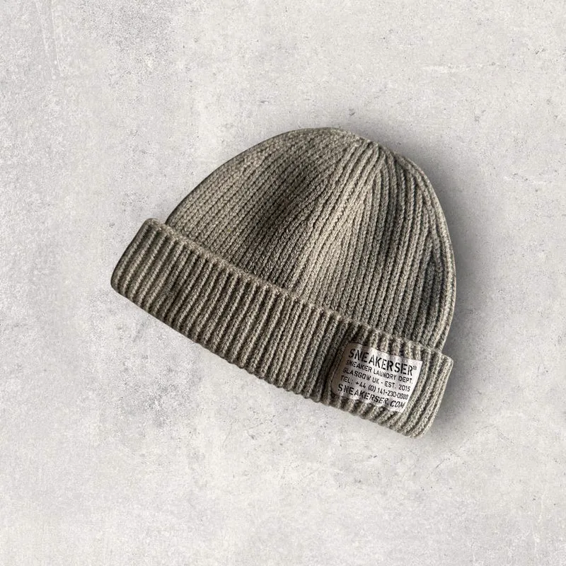 Sneakerser Ribbed Fisherman Beanie Hat - Heather Grey