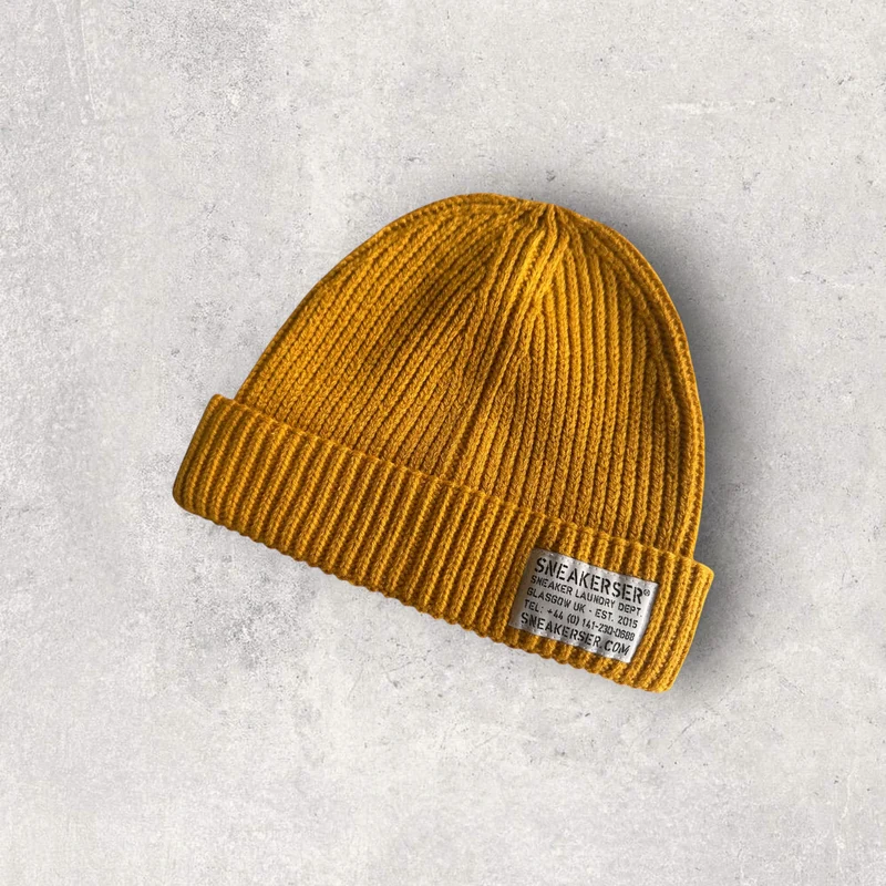 Sneakerser Ribbed Fisherman Beanie Hat - Mustard