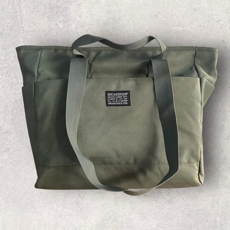 Sneakerser Water Repel Zipper Tote Bag - Military Green