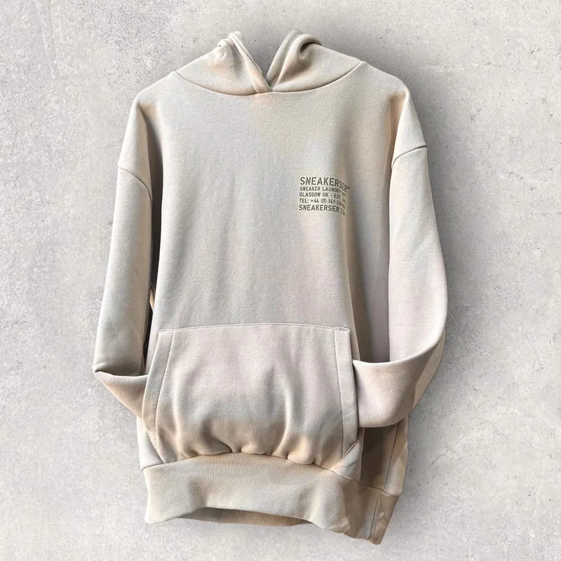 Sneakerser Laundry Print 440gsm Heavyweight Oversized Hoodie - Stone