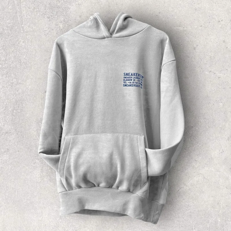 Sneakerser Laundry Print 440gsm Heavyweight Oversized Hoodie - Heather Grey