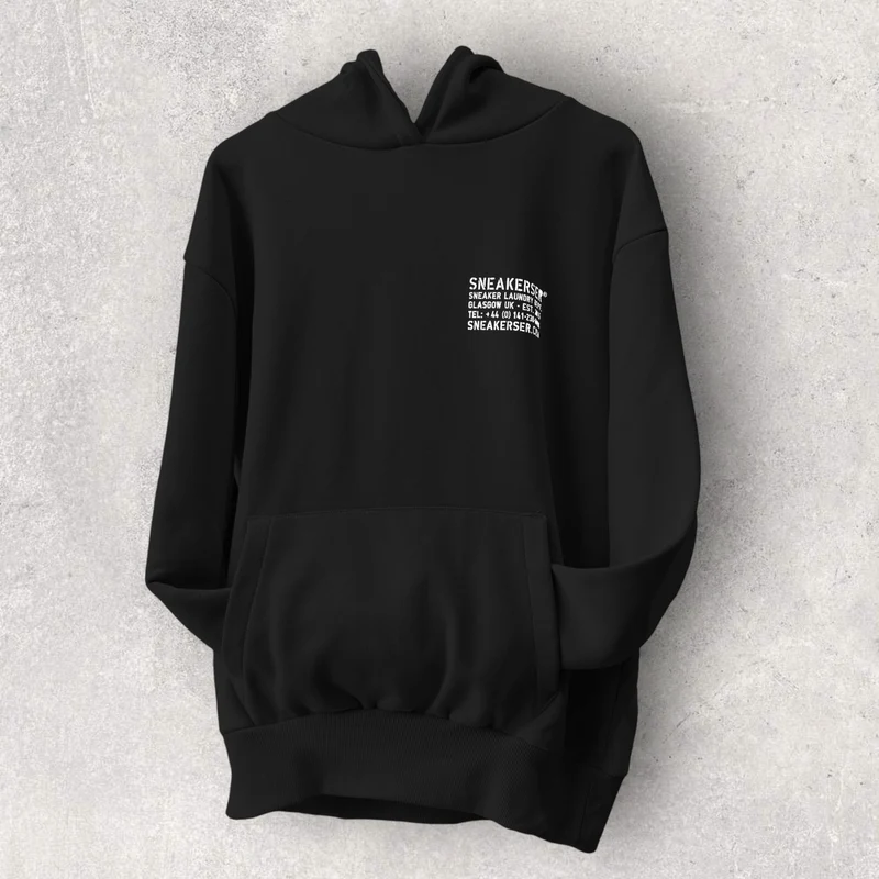 Sneakerser Laundry Print 440gsm Heavyweight Oversized Hoodie - Black