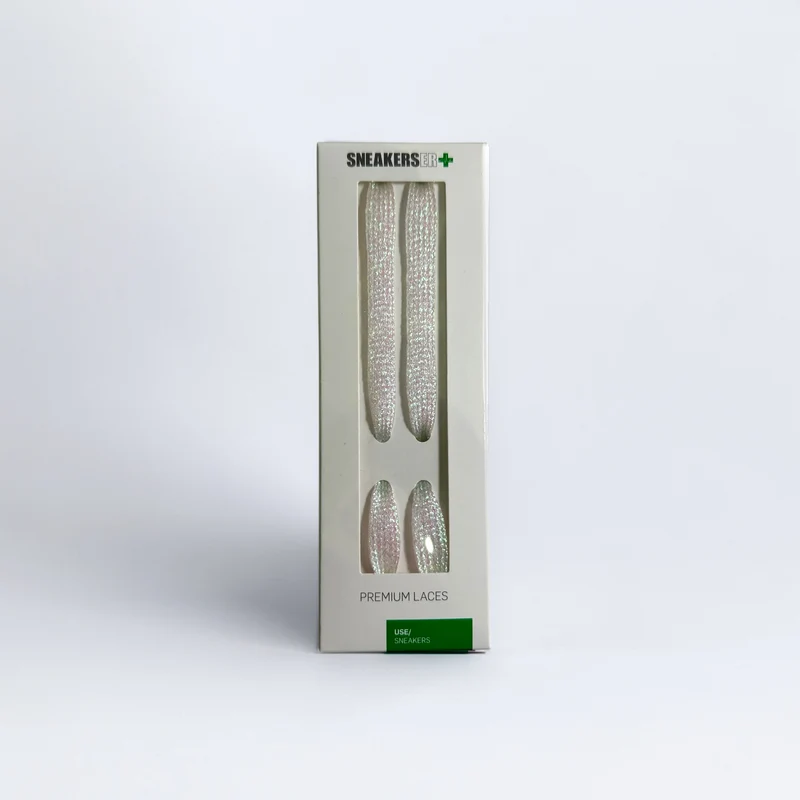 GLITTER LACES 100CM - WHITE