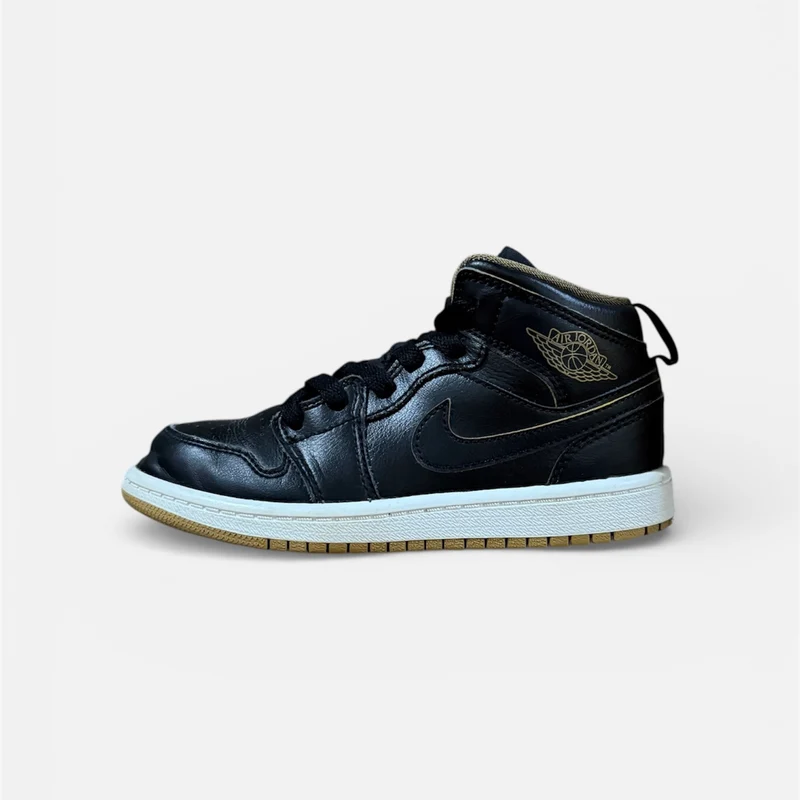 KIDS JORDAN 1 MID BLACK METALLIC GOLD 2015 - 12C / UK 11.5