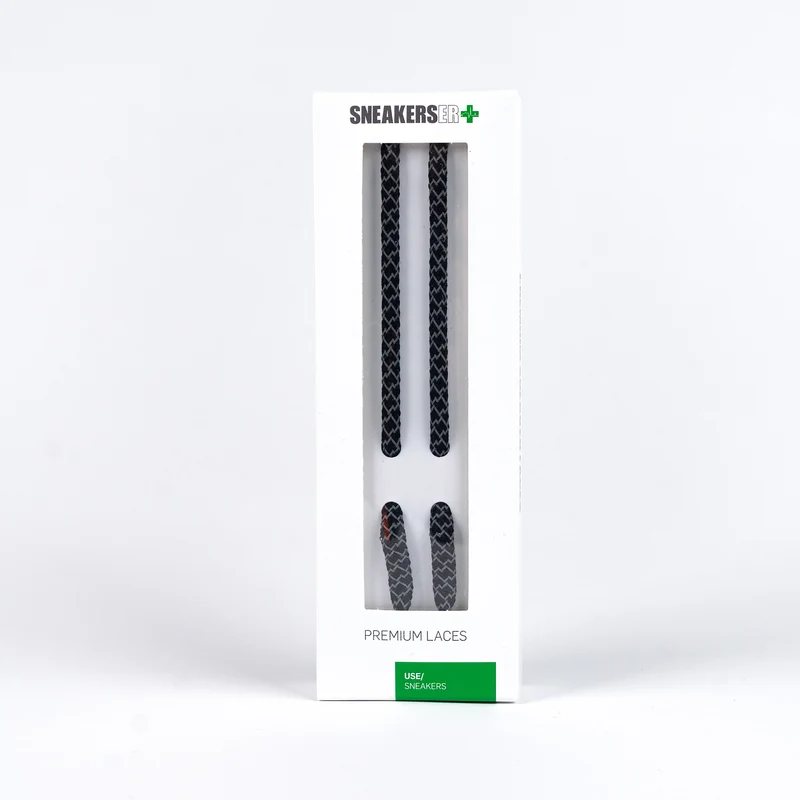 ROUND REFLECTIVE LACES 120cm - BLACK